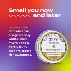 Zum Indigo Wild Body Balm with coconut oil and grapeseed oils for smooth skin.