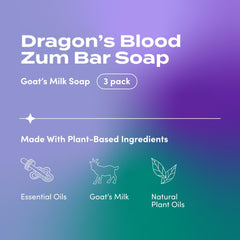 Zum Indigo Wild Goat's Milk Soap Bar Dragon's Blood bars arranged for everyday skincare.
