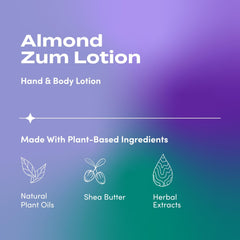 Zum Indigo Wild Hand & Body Lotion Almond pump bottle for easy daily moisture.