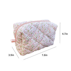 ZUNUONUO cotton quilted makeup bag offers ample space for essentials during trips and daily use.