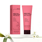 ZZILME inner-thigh-cream jar closeup demonstrates smoothing texture for firmer-looking skin