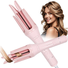 ZZR SEVEN automatic curling iron with pink handle for quick, salon-like curls.