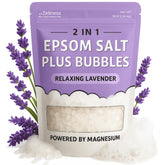 ZZZELLNESS Epsom Salt Plus Bubbles lavender bottle promotes relaxation with calming lavender aroma