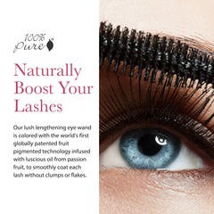 100% PURE Maracuja Oil Mascara brush application demonstrates smooth coating.