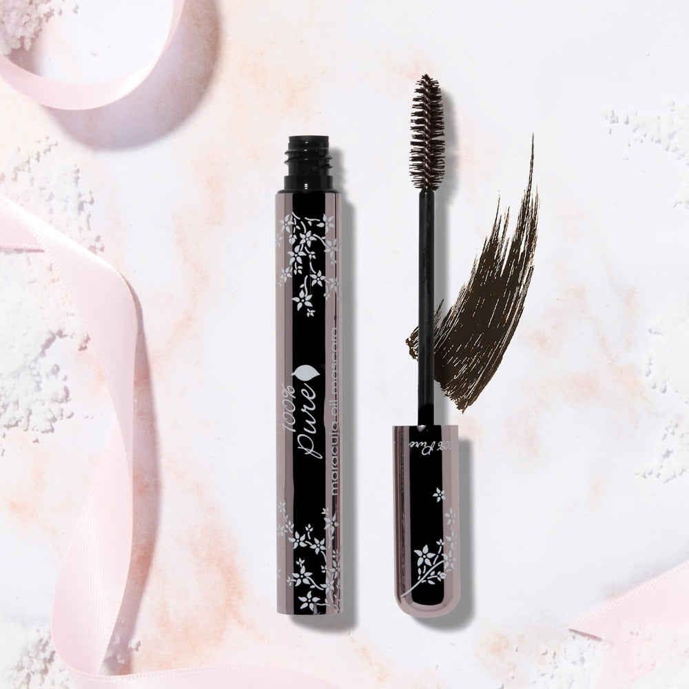 100% PURE Maracuja Oil Mascara brush detail with tapered tip.