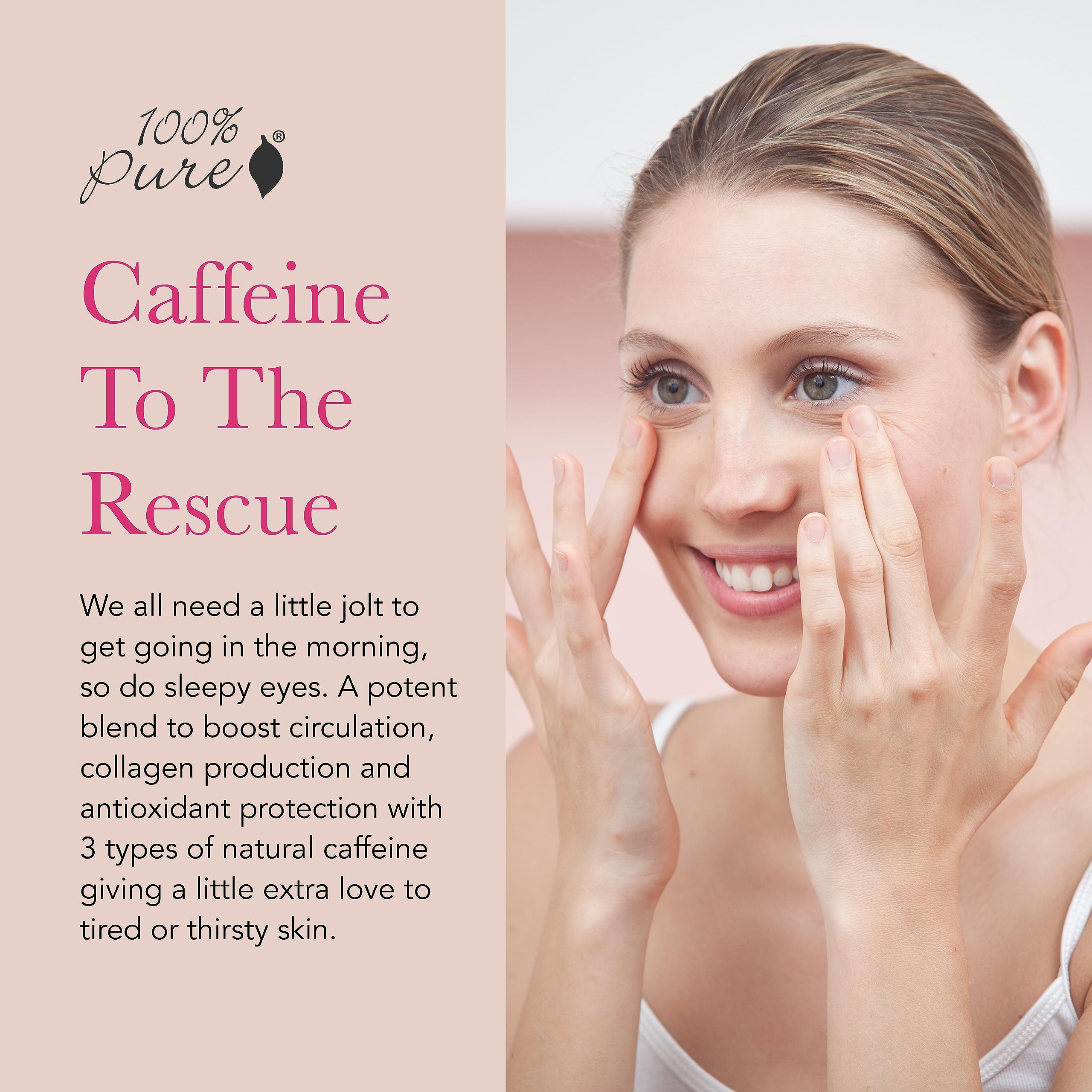 100% PURE vegan eye cream packaging emphasizes clean, cruelty-free skincare.
