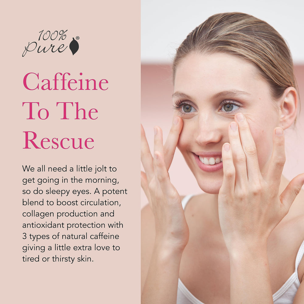 100% PURE vegan eye cream packaging emphasizes clean, cruelty-free skincare.