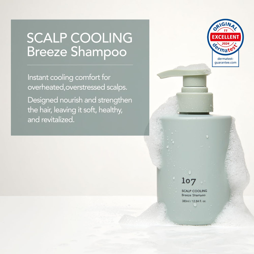 107 Scalp Cooling Breeze foam-lather demonstrates light cleansing and hydration.
