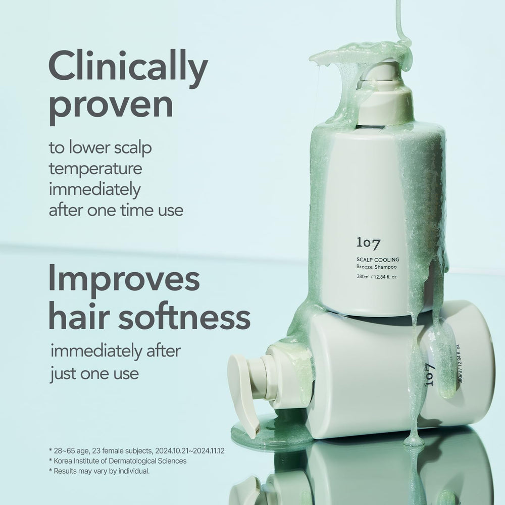 107 Scalp Cooling Breeze oil blend nourishes dry hair for softness and shine.