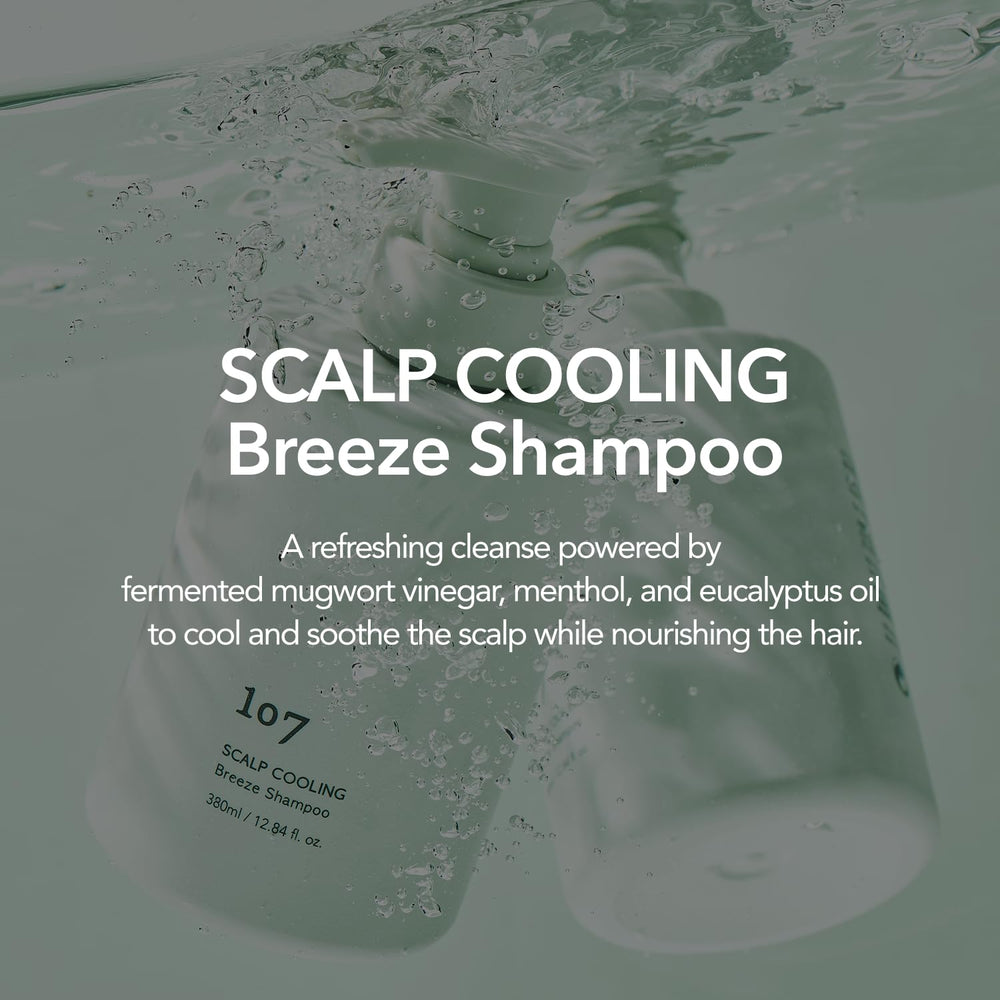 107 Scalp Cooling Breeze scalp spotlight emphasizes cooling and odor refresh.