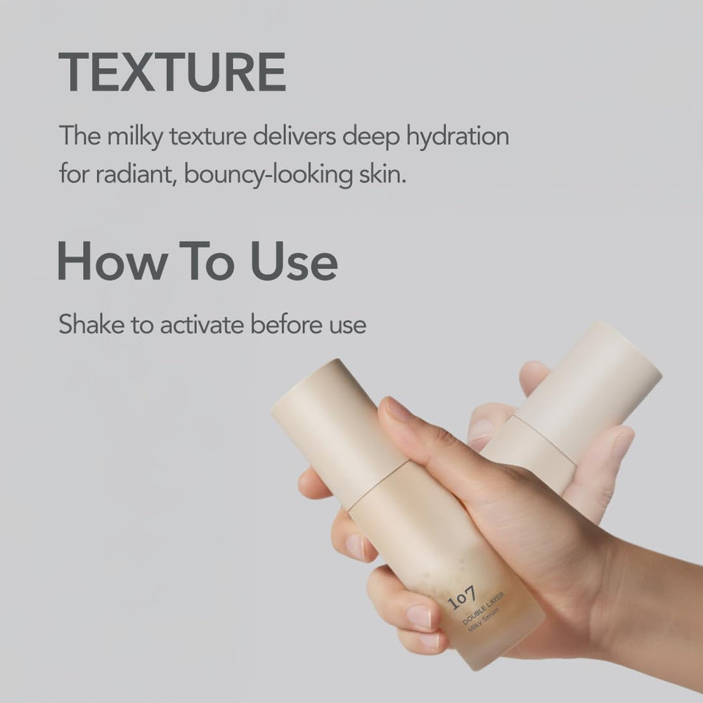 107 Shake-and-activate step demonstrates a user-friendly routine for smoother skin.
