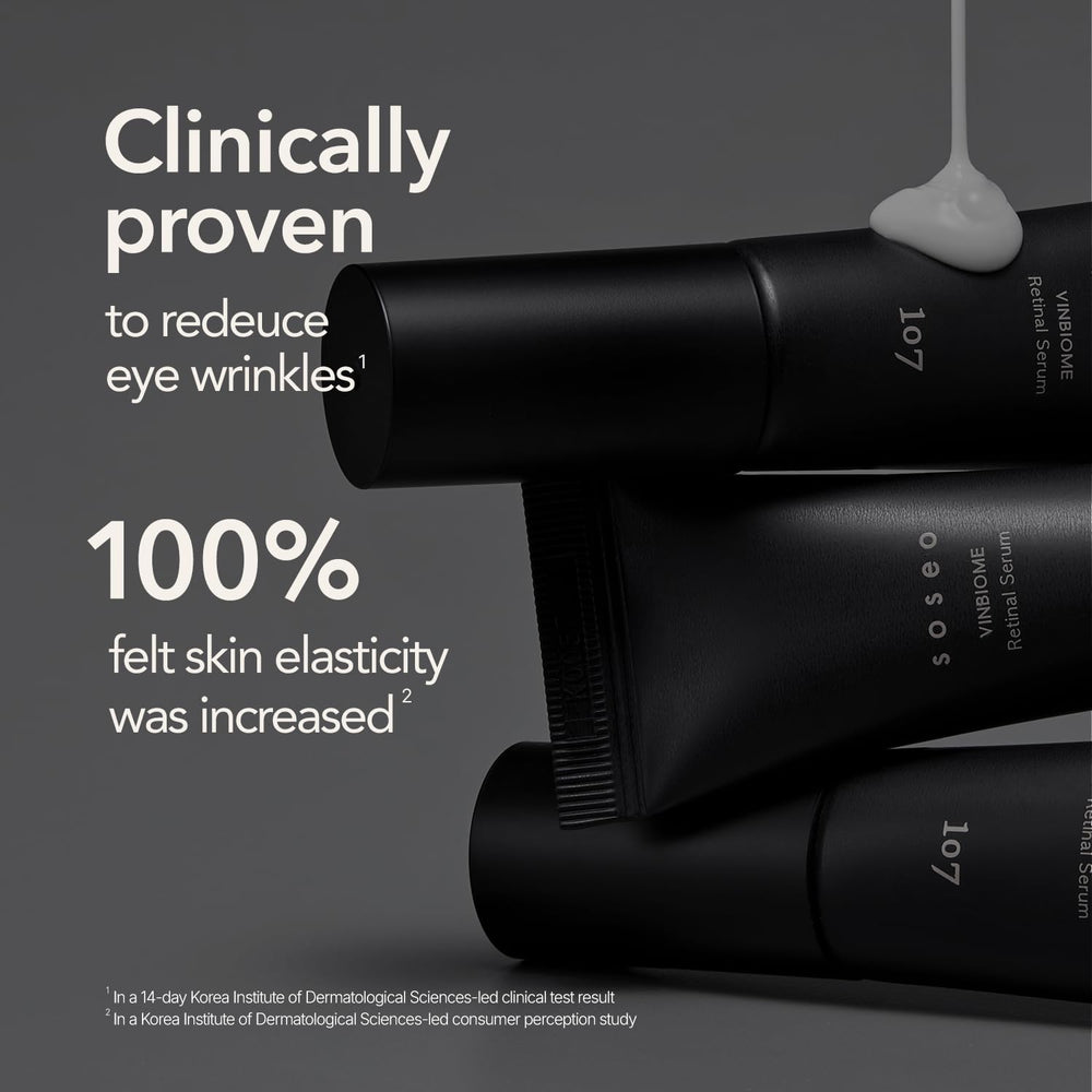 107 VINBIOME Retinal Serum ingredients graphic highlights VinBiome complex.