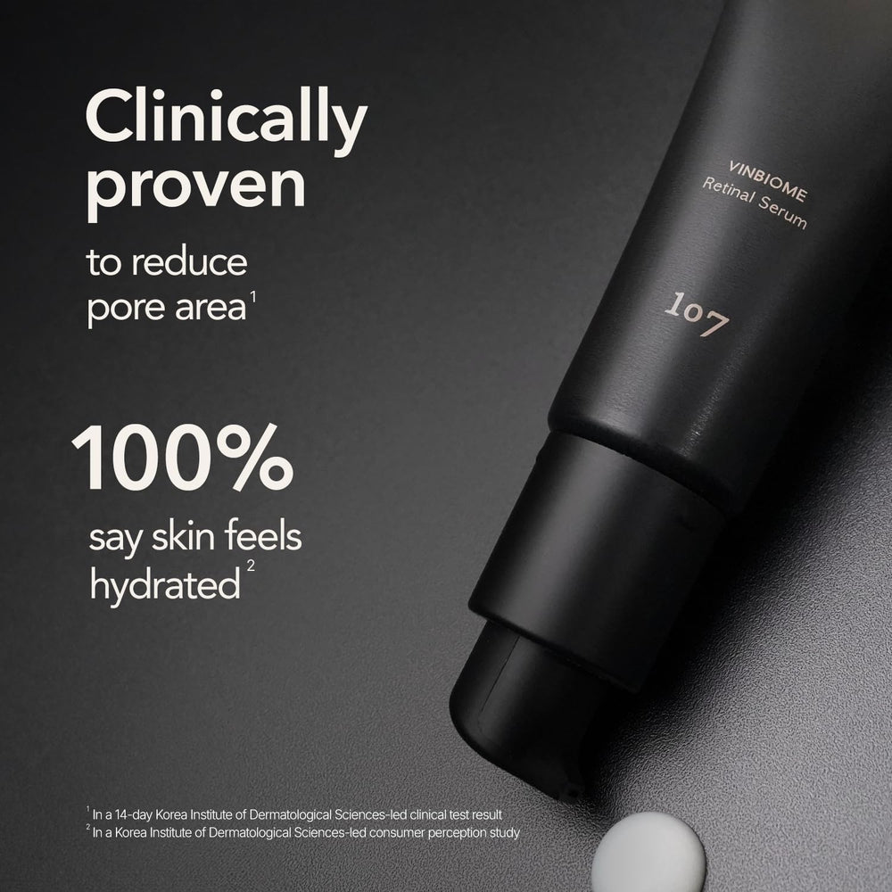 107 VINBIOME Retinal Serum texture close-up on skin.