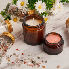 11 Hoa Kinh amber jar with inner liner keeps creams secure and fresh.