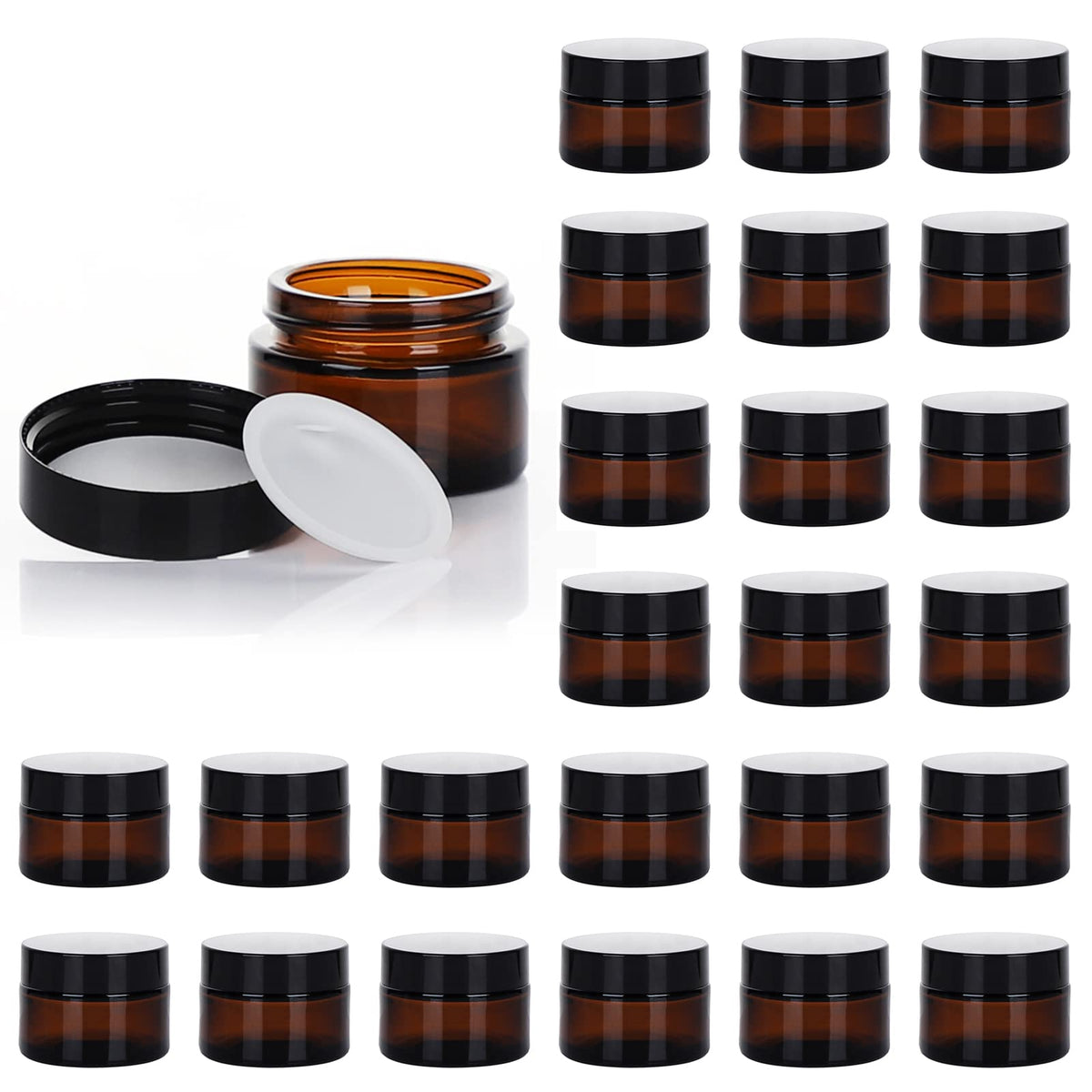 11 Hoa Kinh amber glass jar with lid provides airtight travel storage for cosmetics.