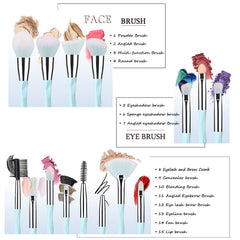 111 pink blue gradient brush collection with 15 pieces for versatile makeup