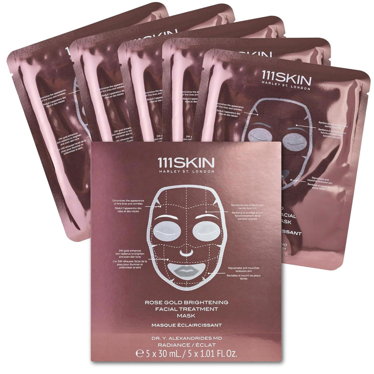 111SKIN Rose Gold Brightening Mask pack closeup for radiant glow