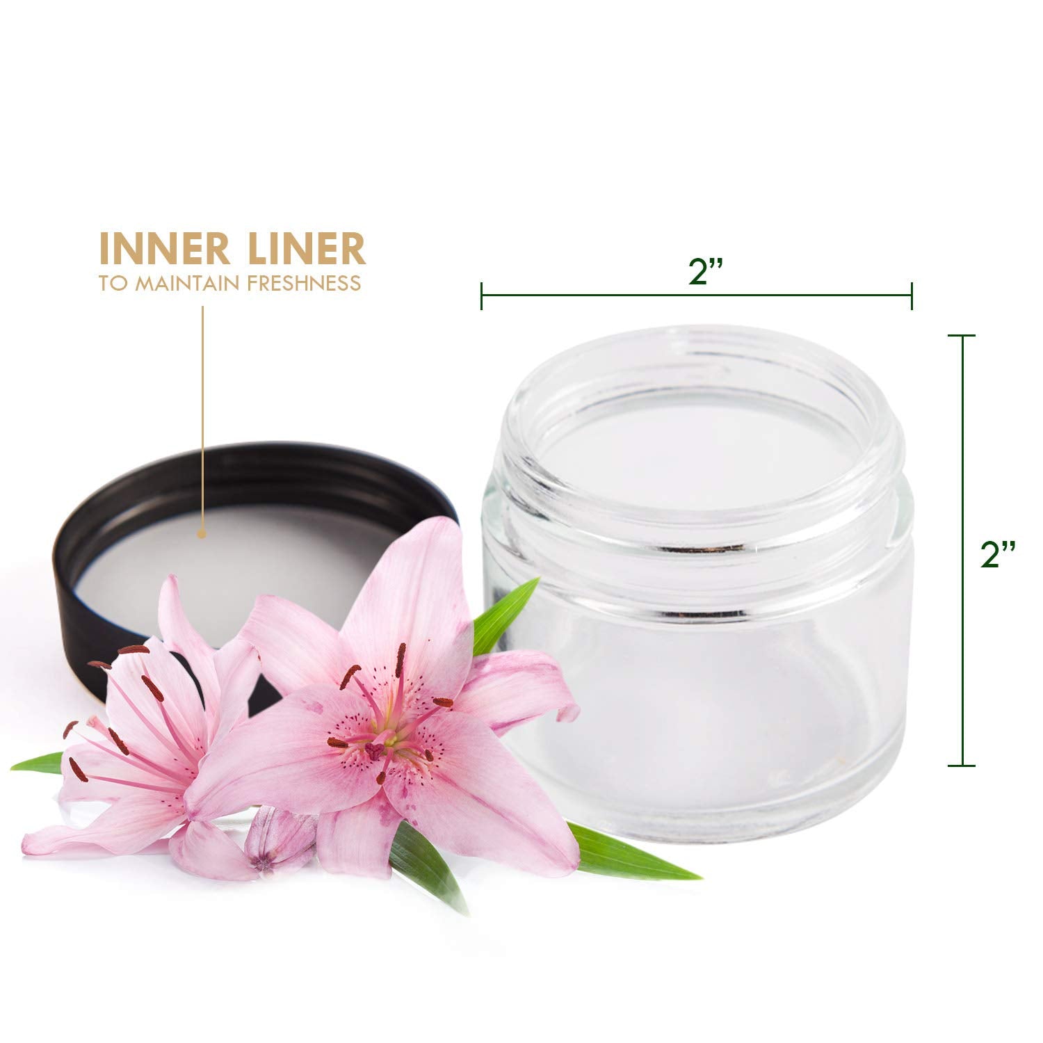 11 Hoa Kinh 2oz glass jar black lid close-up shows secure, leak-free storage.