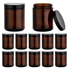 11 Hoa Kinh amber glass jar 8oz with lid protecting contents from light.