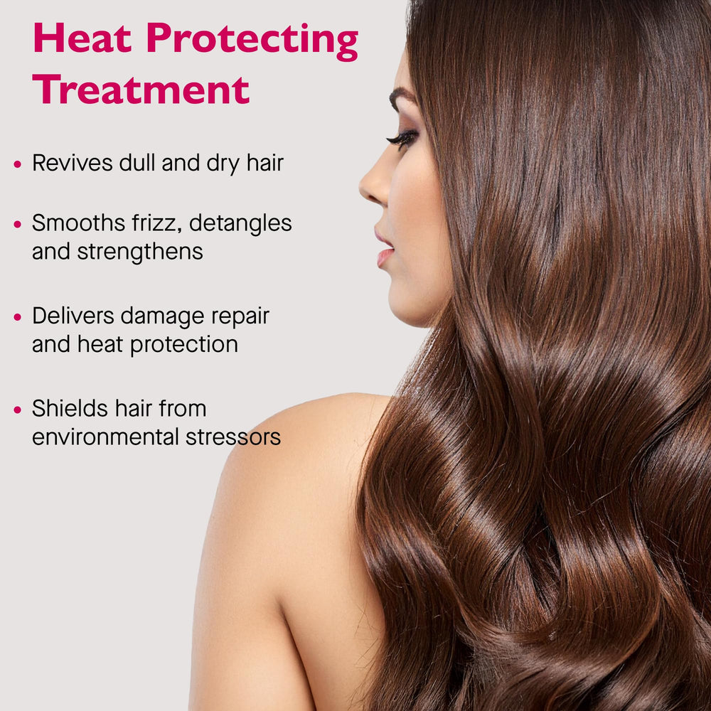 12 Benefits Leave-In Conditioner spray-dispense nozzle — detangles and heat-protects during styling.