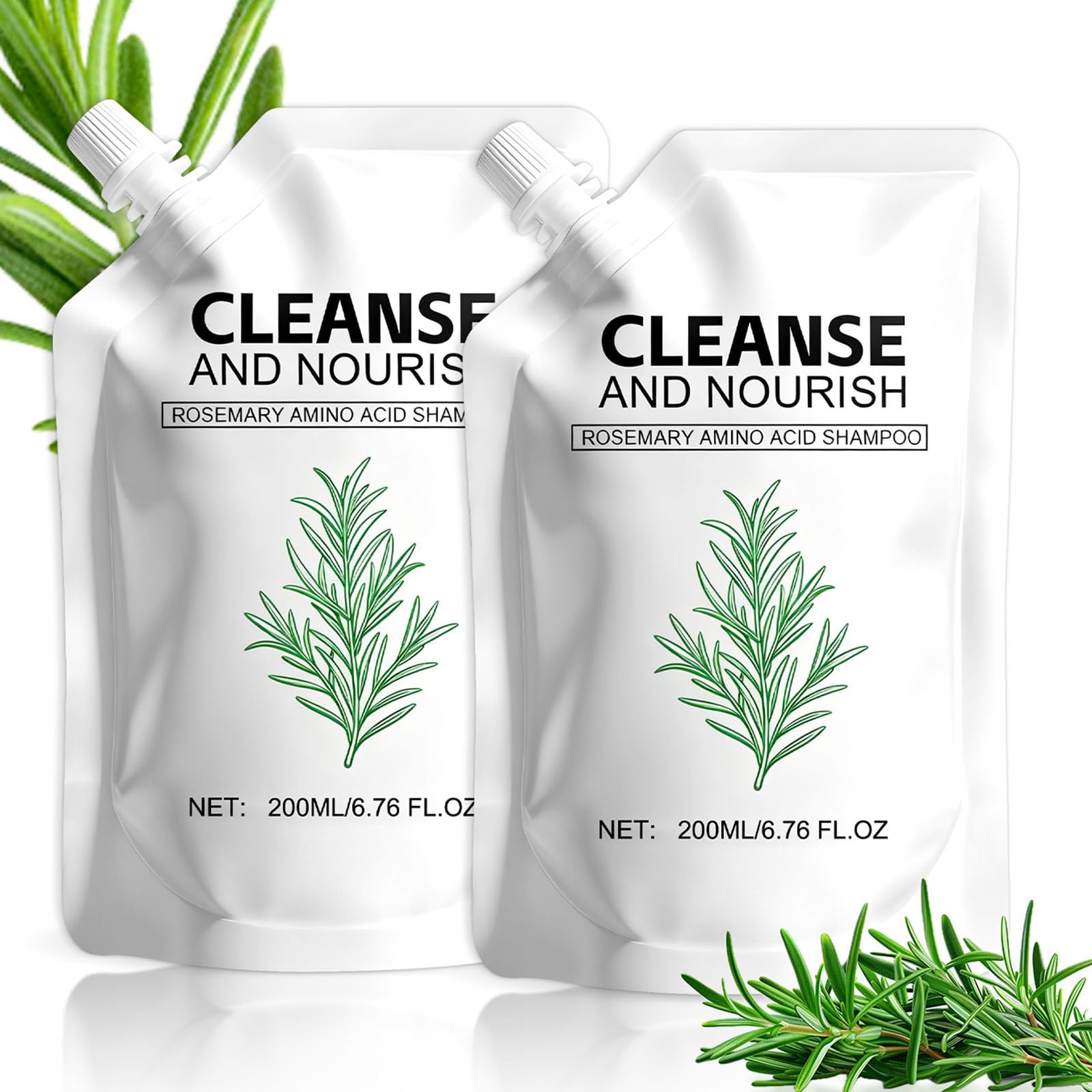 2Pack Rosemary Amino Acid Shampoo bundle showing the two-bottle set for fuller-looking hair.