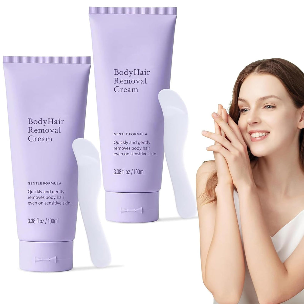 2pcs gentle body hair removal cream bottle with spatula for precise application