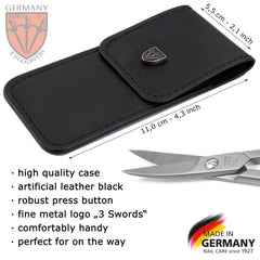 3 Swords Germany curved nail scissors in hand for precise trimming.