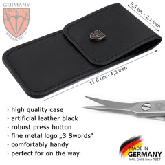 3 Swords Germany cuticle scissors with case open for compact manicure setup