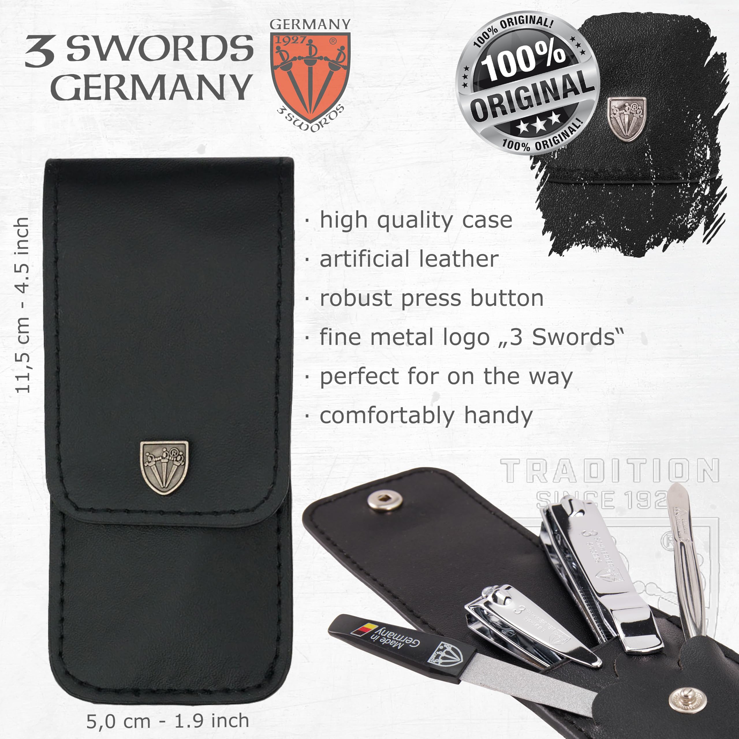 3 Swords Germany fashion leather case black keeps tools organized and protected.