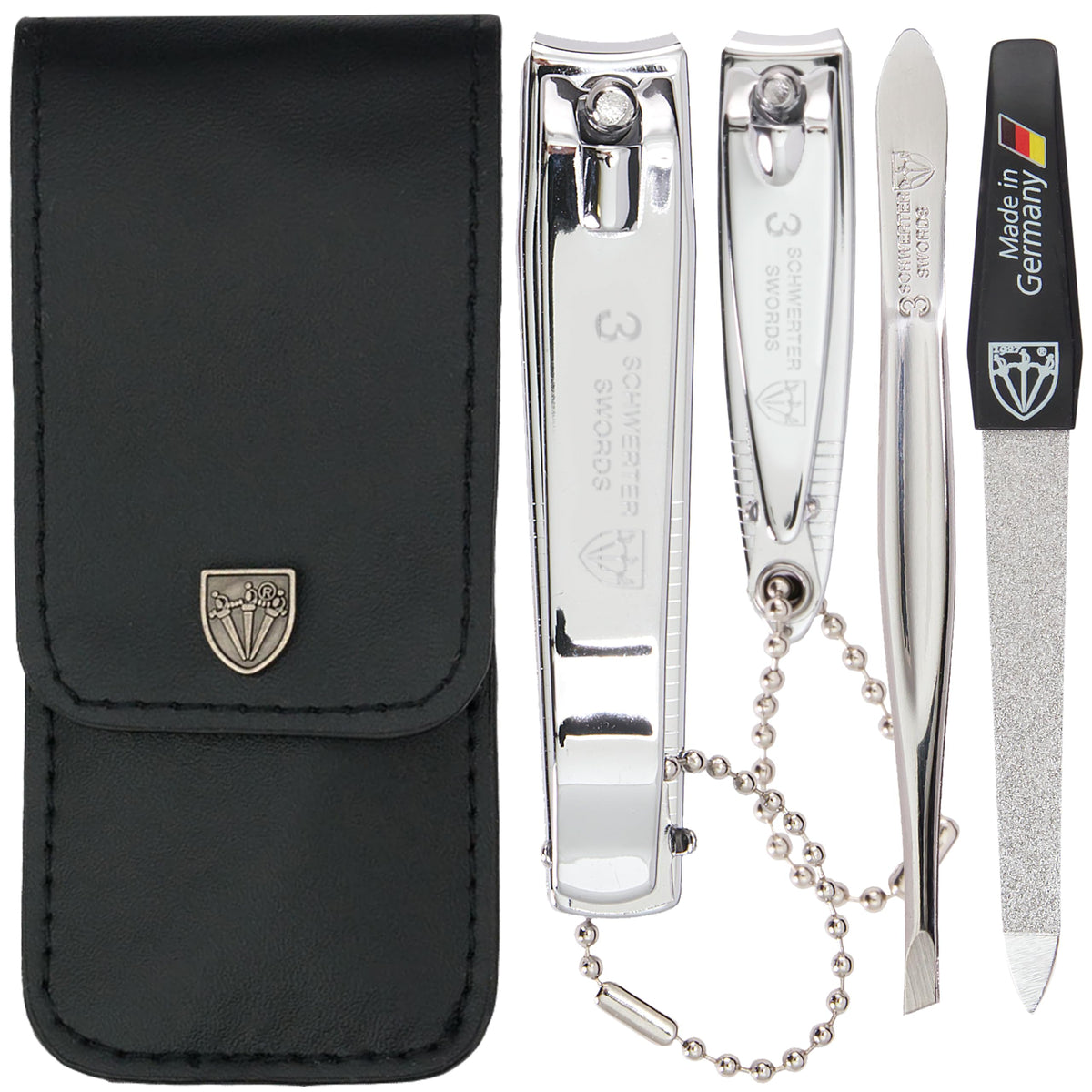 3 Swords Germany manicure-pedicure set tweezers for precise on-the-go grooming.