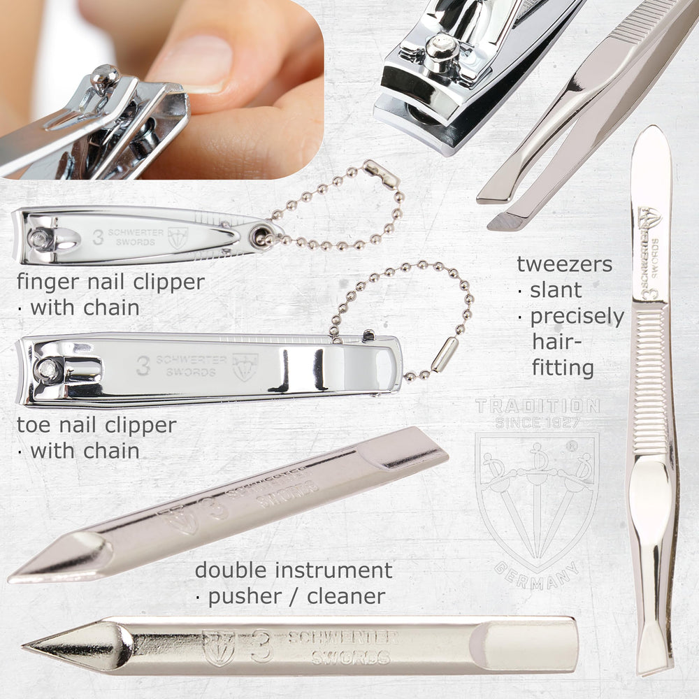 3 Swords Germany finger nail clipper close-up emphasizing durability and smooth clipping.