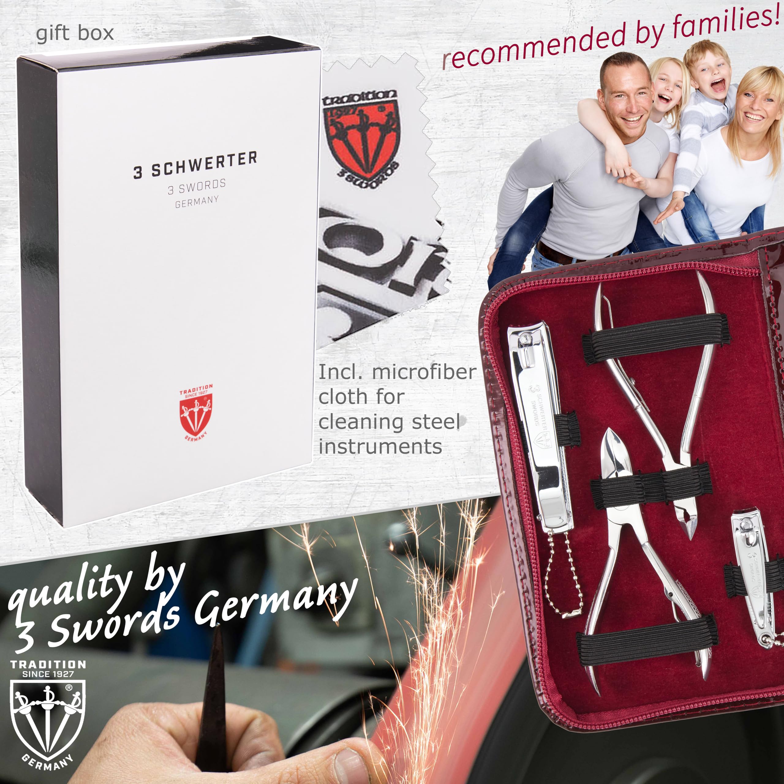 3 Swords Germany sapphire nail file smooths edges for a professional finish.