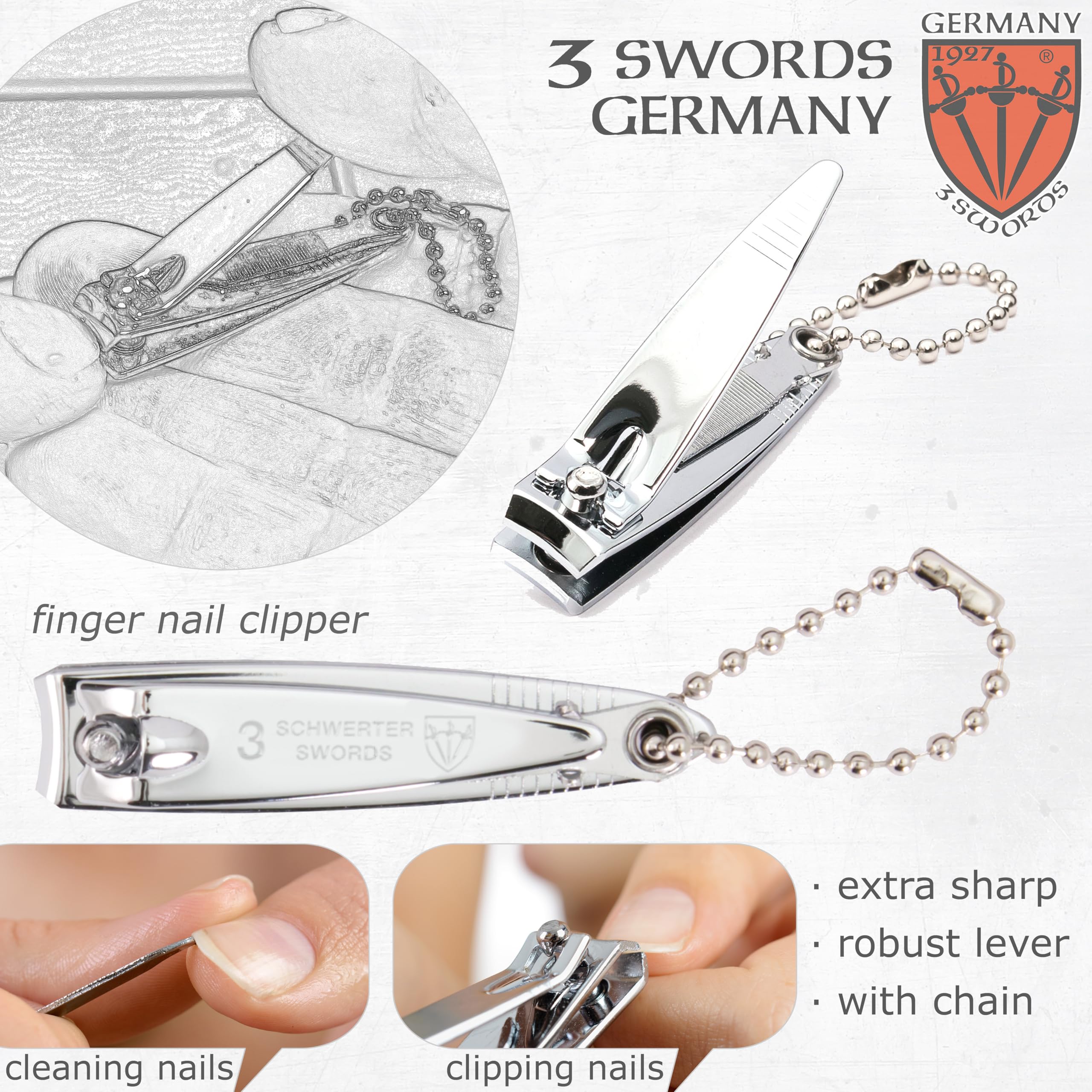 3 Swords Germany sapphire nail file for durable smoothing and shaping.