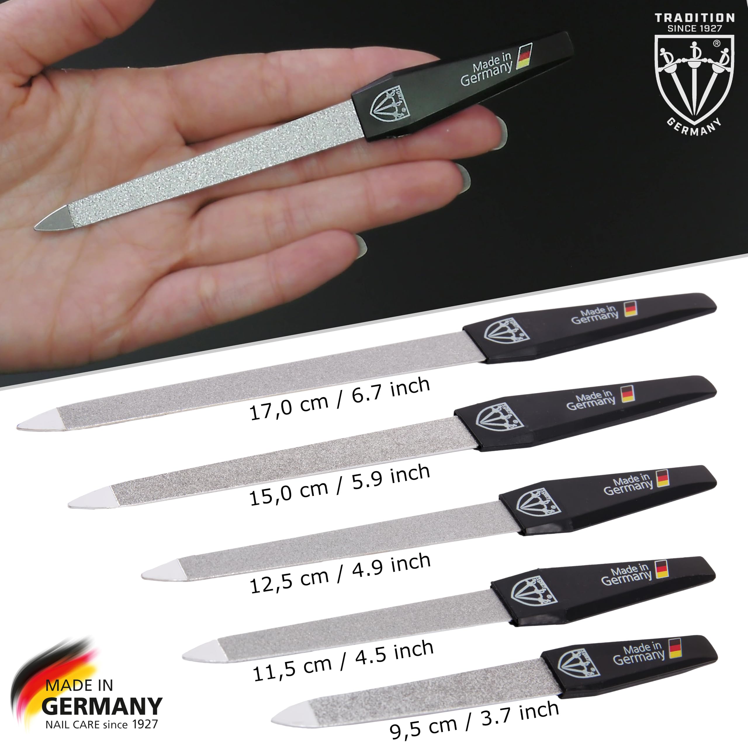 3 Swords Germany sapphire nail files 4-9 inch for detailed edge work