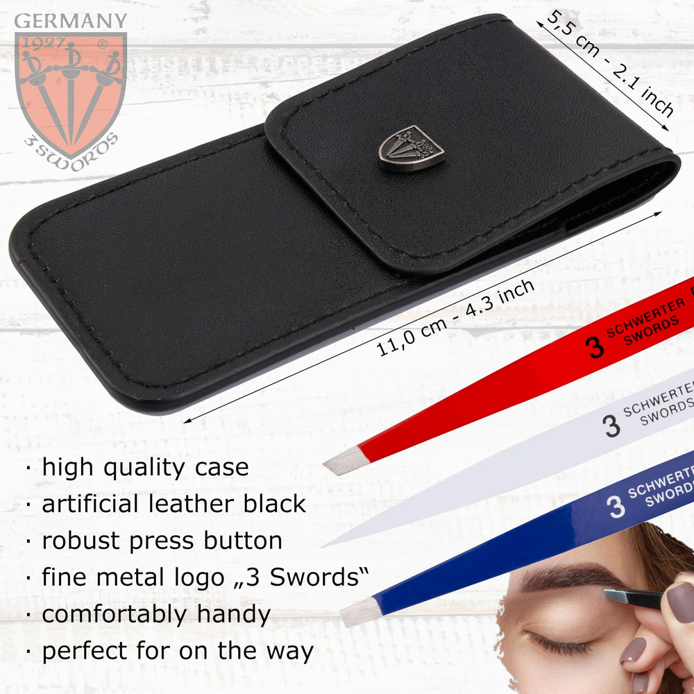 3 Swords Germany tweezers tip close-up showing refined stainless steel precision.