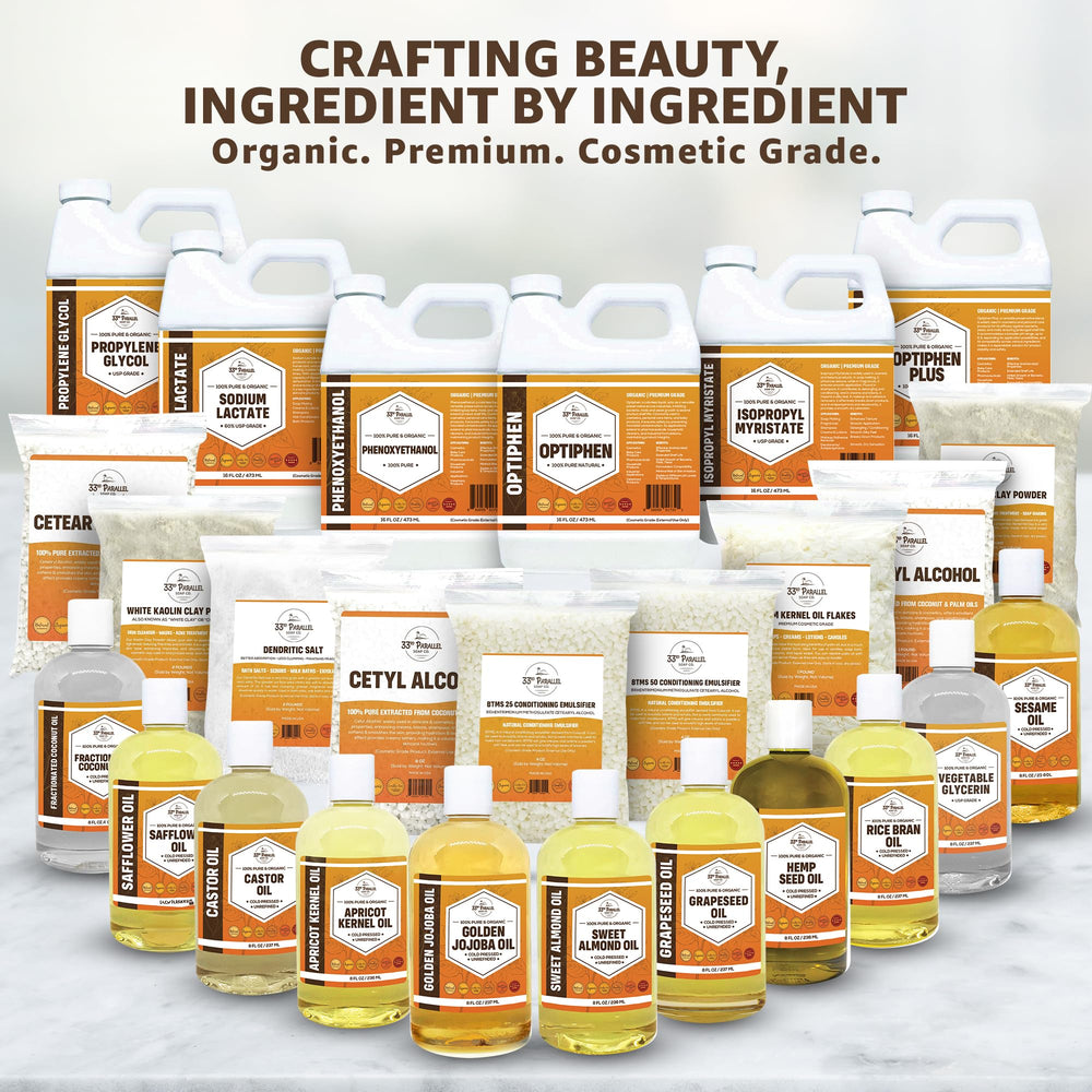 33rd Parallel Soap Co Emulsifying Wax NF pastilles providing versatile cosmetic-use benefits.