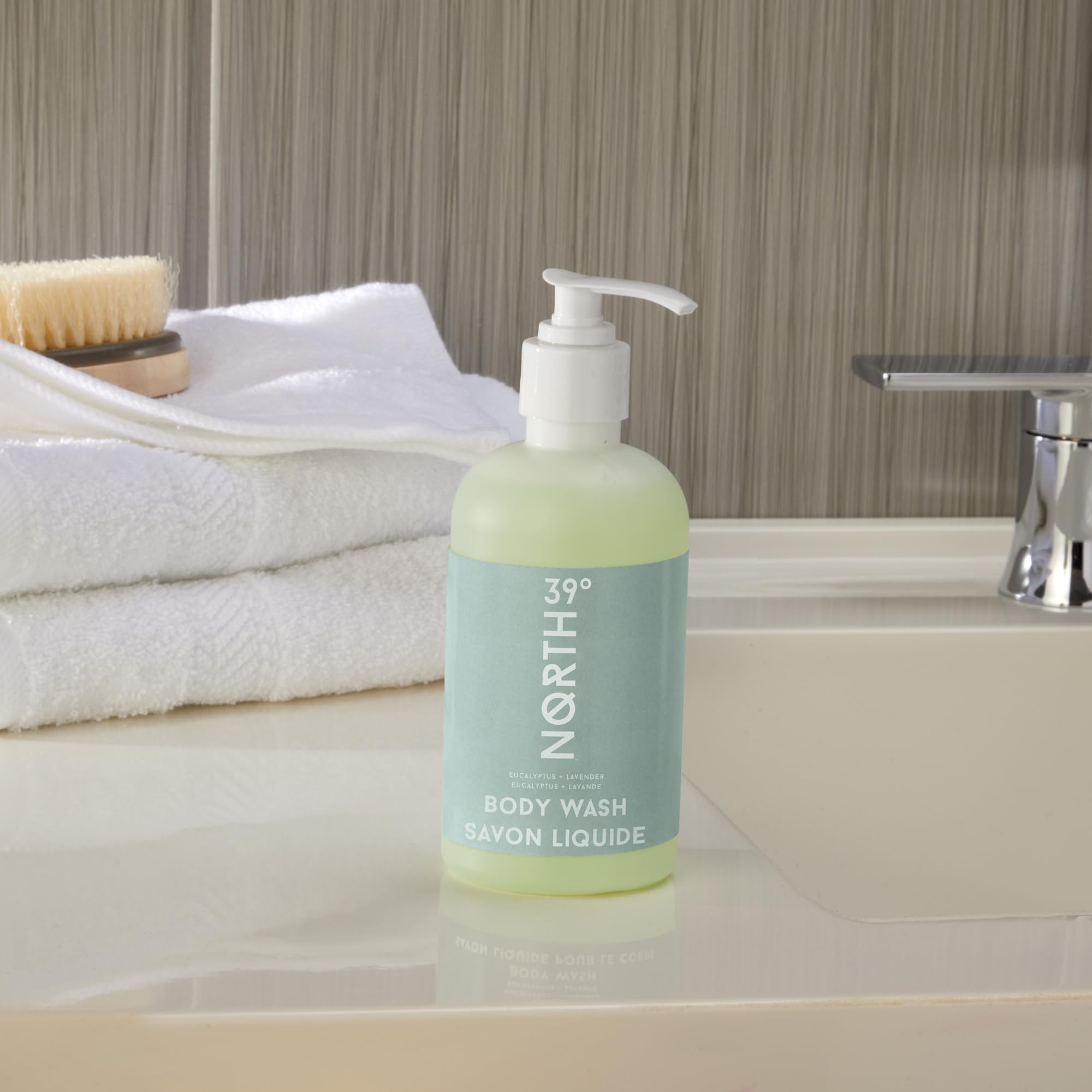 39° North eucalyptus lavender bottle showcases refreshing daily cleanse with nourishing lather.