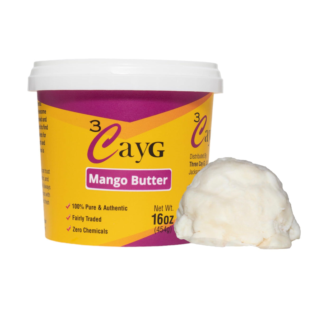 3CAYG Mango Butter Block Closeup shows smooth texture for dry skin care.