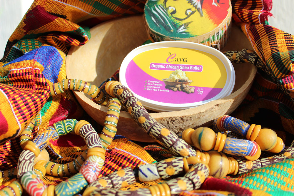 3CAYG Shea Butter versatile-use tub with ingredients