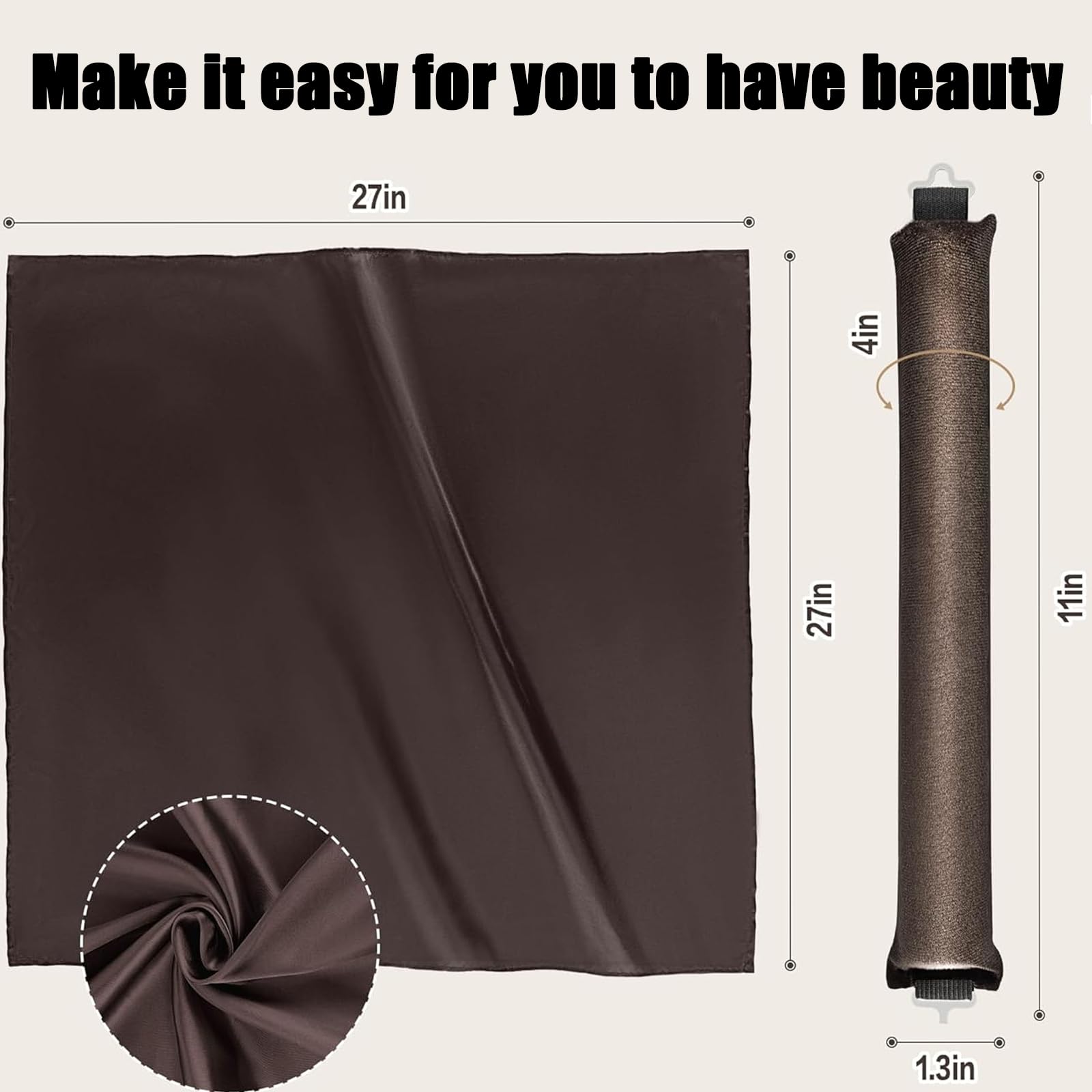 5Pcs heatless hair curler closeup material confirms snag-free soft fabric.
