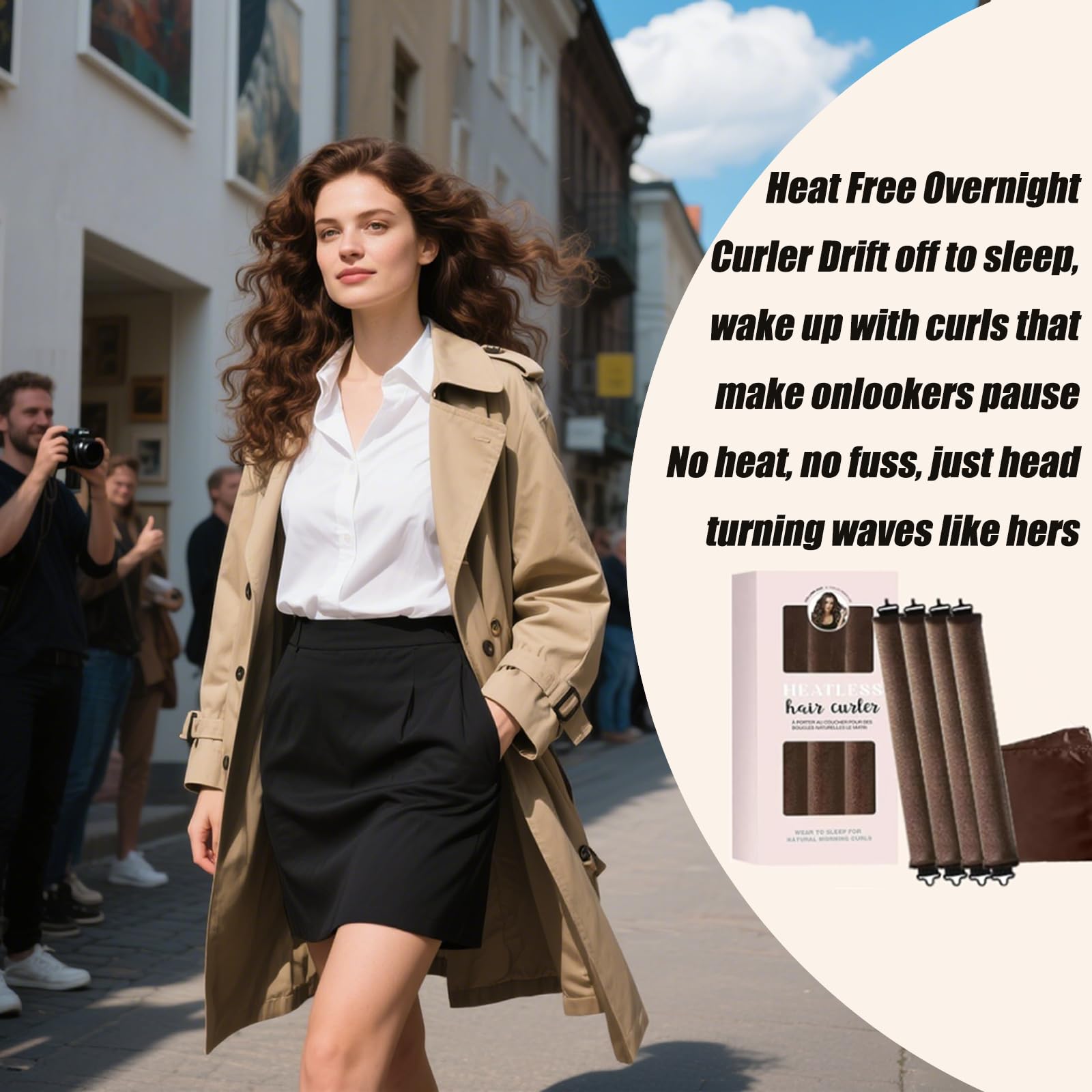 5Pcs heatless hair curler night-use setup shows overnight styling convenience.