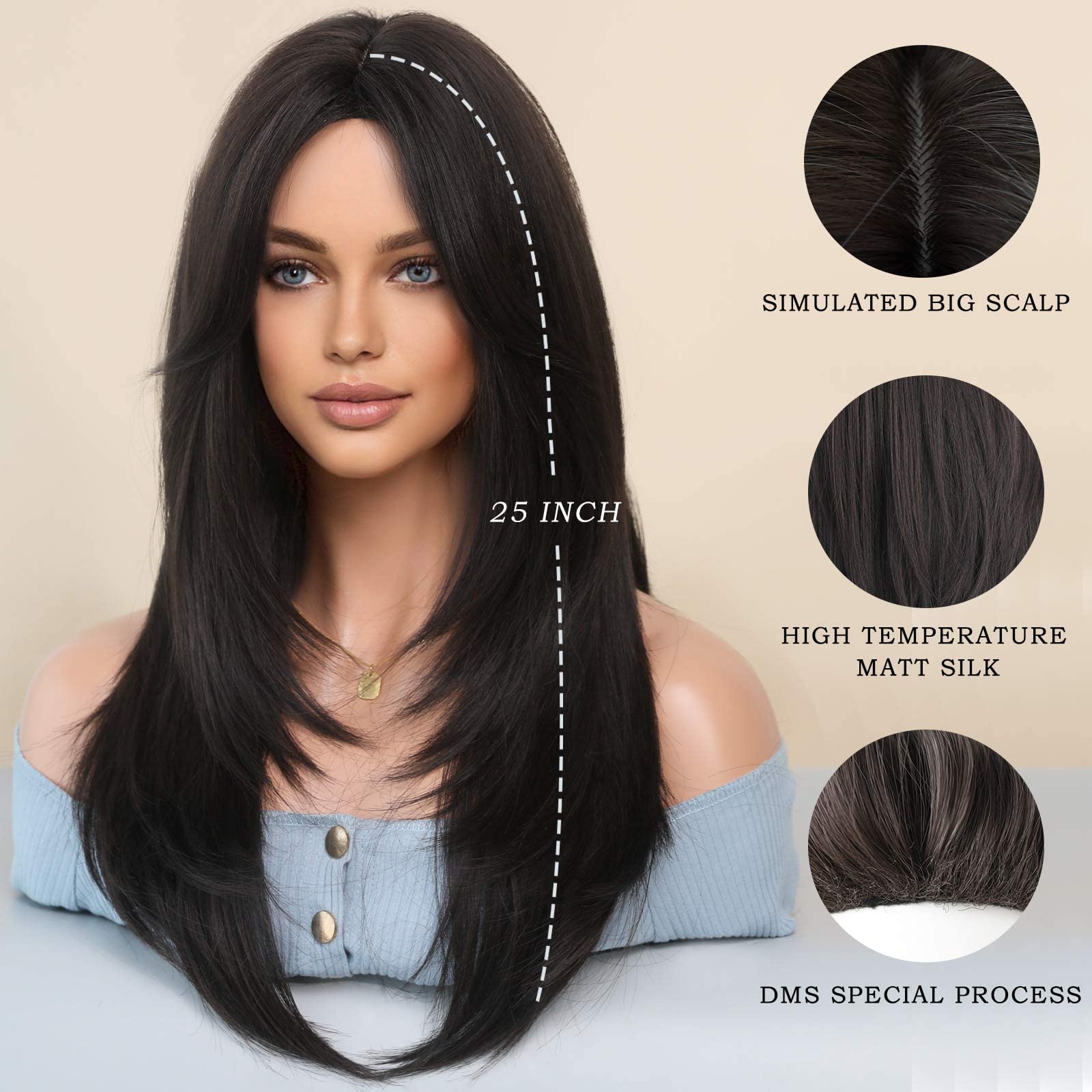 7JHH WIGS heat-resistant fiber enables easy styling and lasting wear.