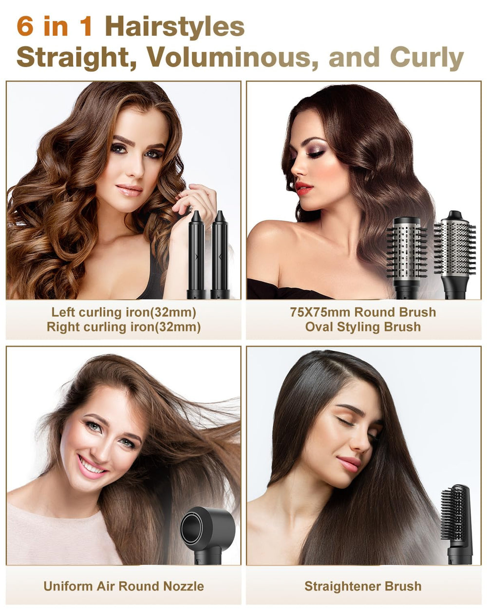 7MAGIC 6-in-1 attachments layout enables versatile styling for different looks.