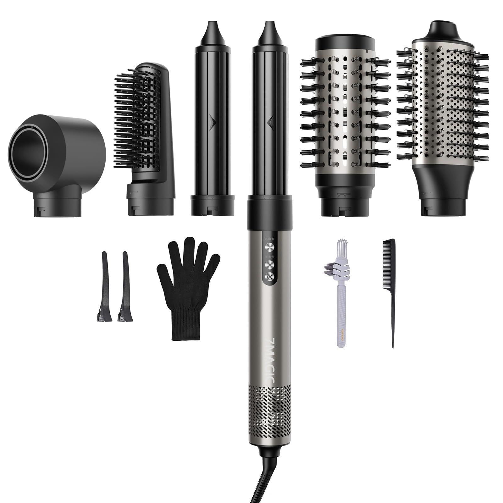7MAGIC Hair Dryer Brush front view demonstrates fast drying and smooth styling.