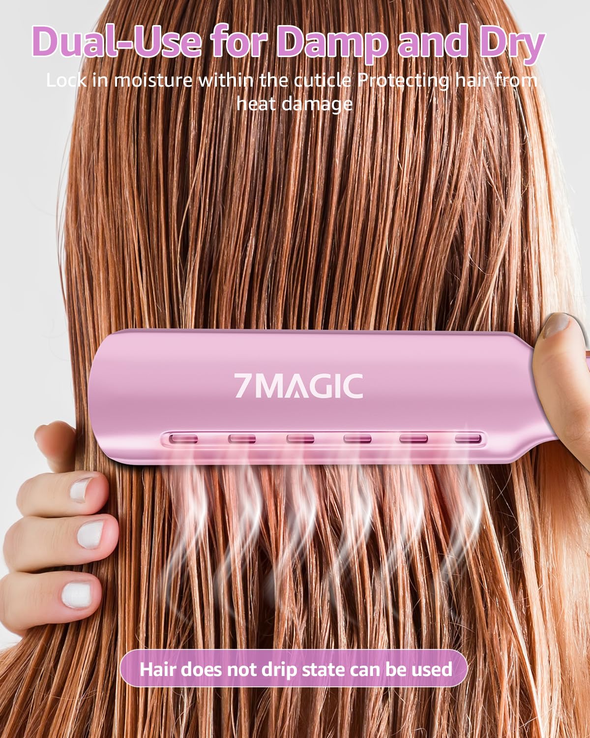 7MAGIC Nano Titanium Hair Straightener international-voltage badge closeup for multi-region travel