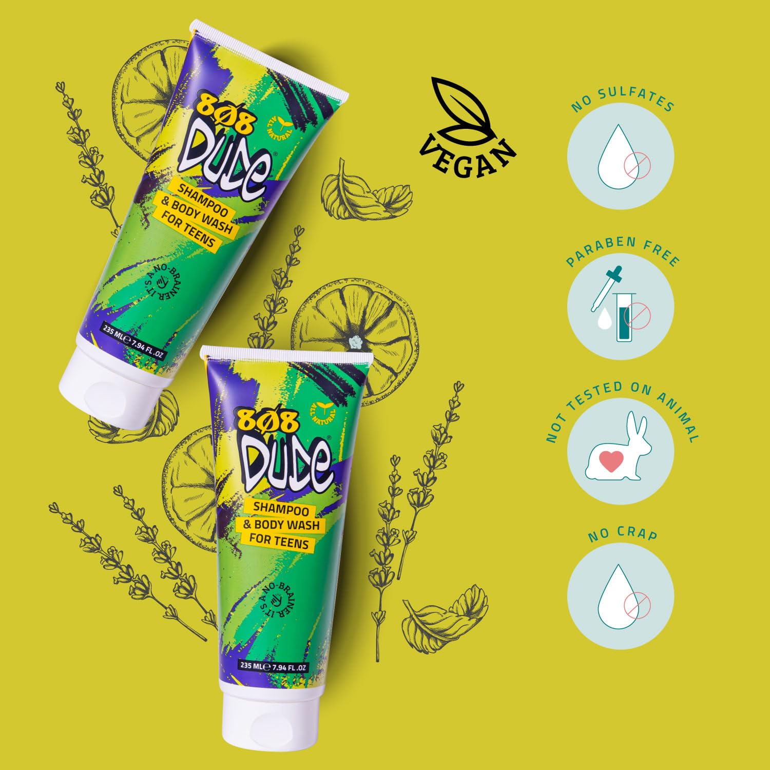Foam-lather close-up of 808 Dude highlighting refreshing essential oils.