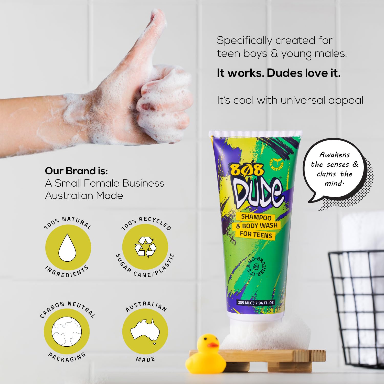 Natural ingredients collage for 808 Dude featuring Aloe Vera and Patchouli.