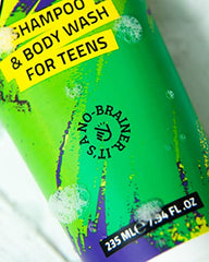 Teens in shower with 808 Dude, showcasing all-in-one wash for teens.
