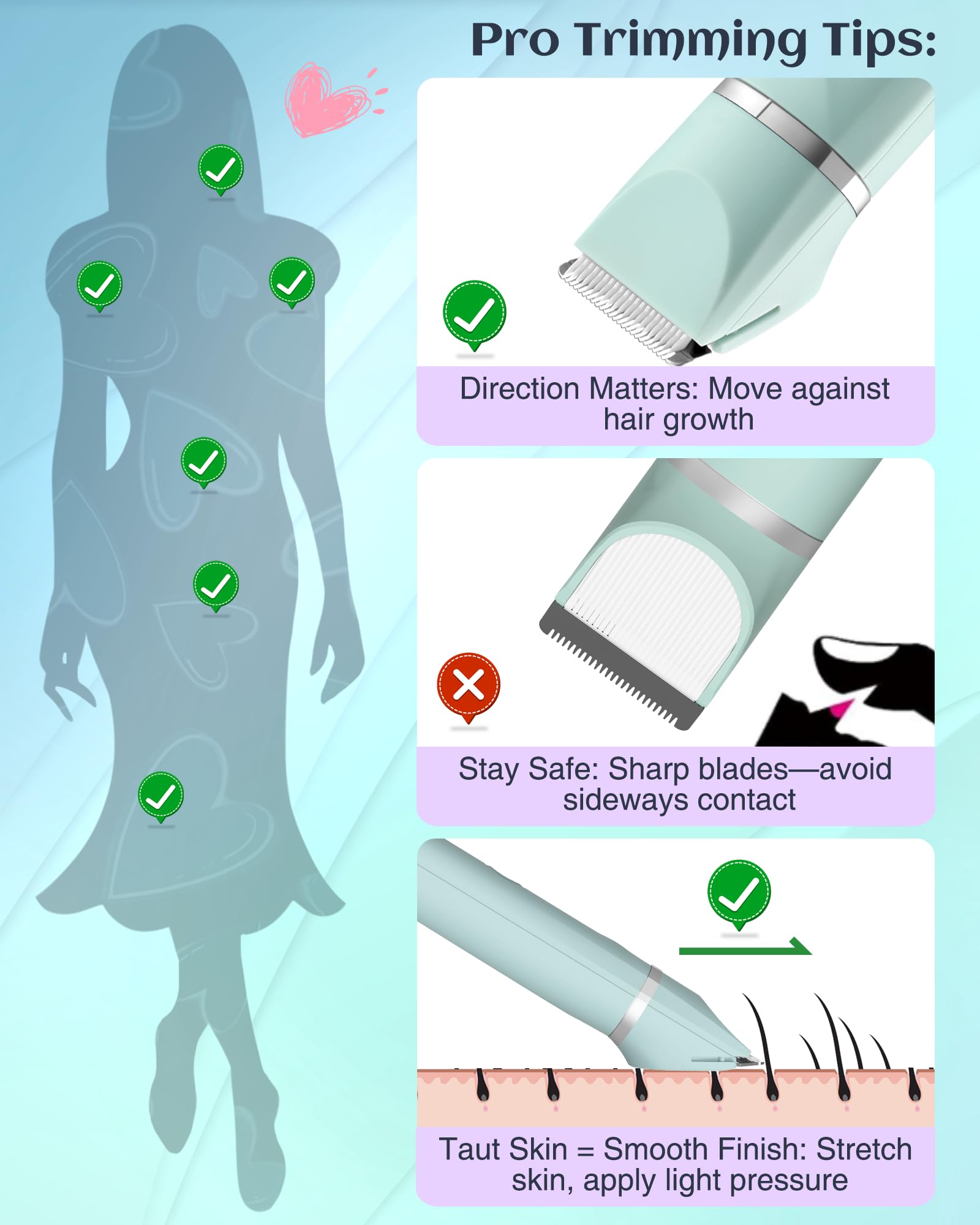 AREYZIN usage tips remind to stretch skin for safe trimming
