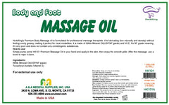 A&A Premium Body Mineral Oil label—NF/Food Grade purity for safe spa use.